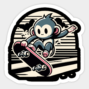 Skater Monkey Skateboard Jump Sticker